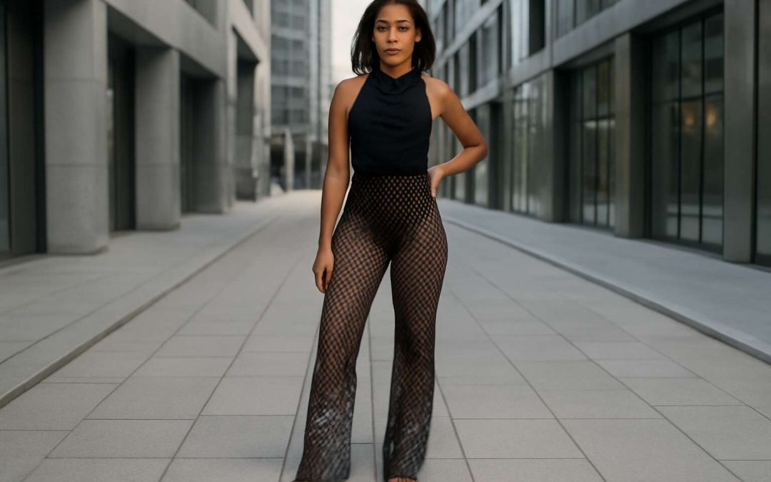 diamond mesh trousers
